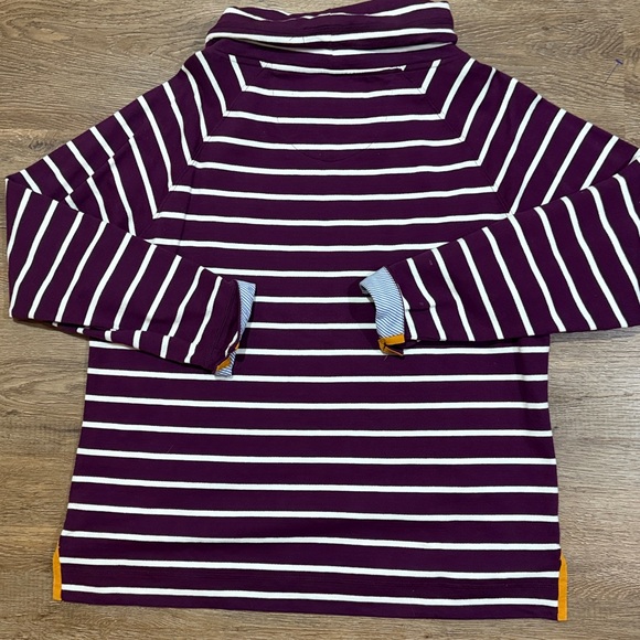 Orvis Burgundy and White Cowl Neck Striped Top - Picture 6 of 7